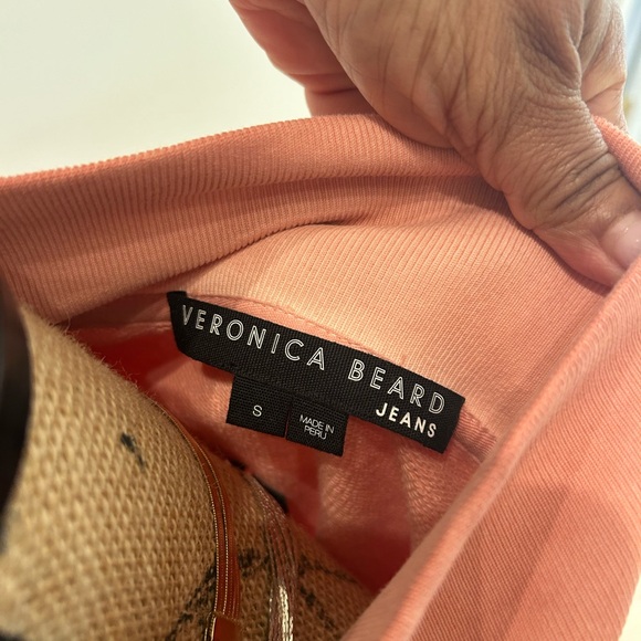 Veronica Beard Jeans Dylan Sweatshirt Rosewood Pink Quarter Zip Sweater SZ S - Picture 5 of 12